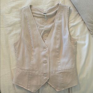 Beige Button Down Vest